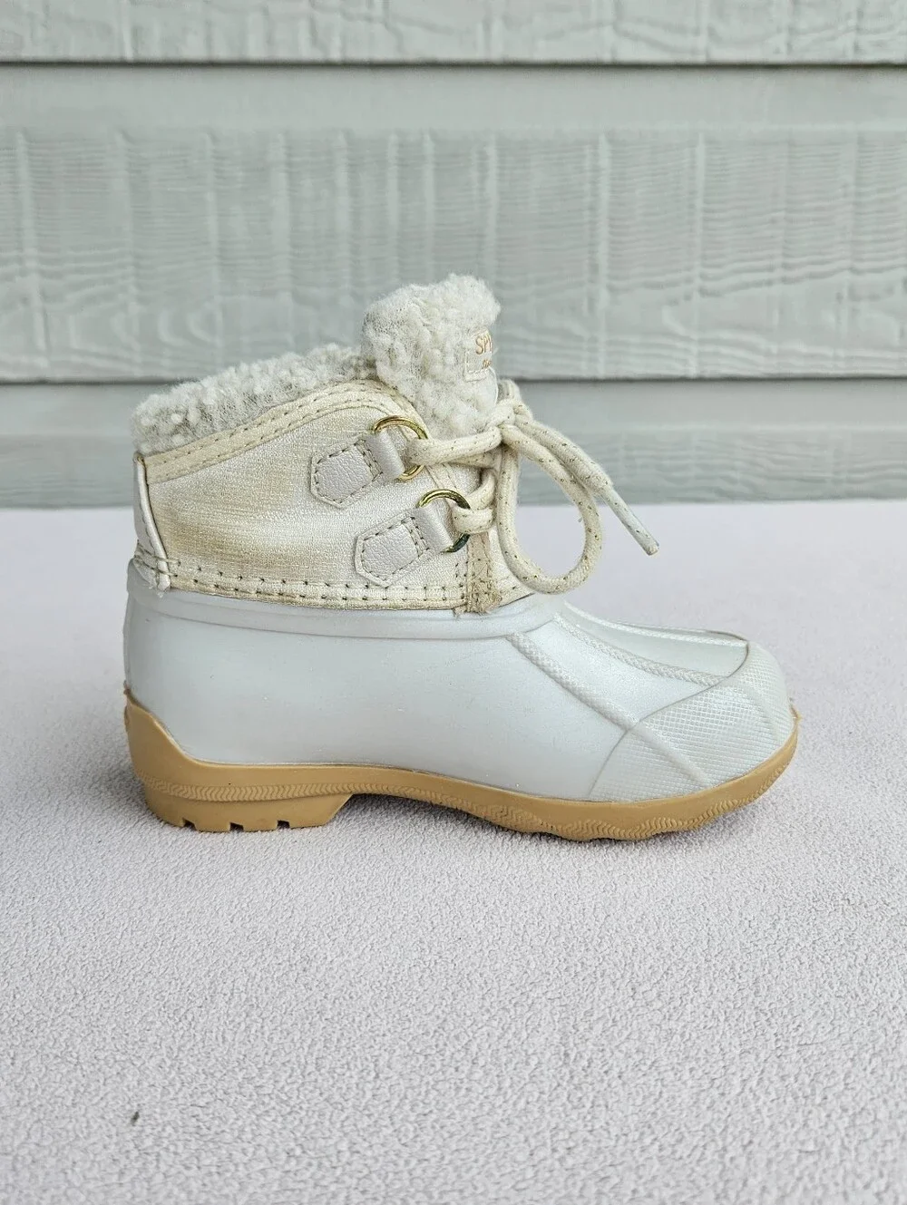 Sperry Kids' Port Alpine Duck Ankle Boot Toddler SZ 7 White Waterproof Lined